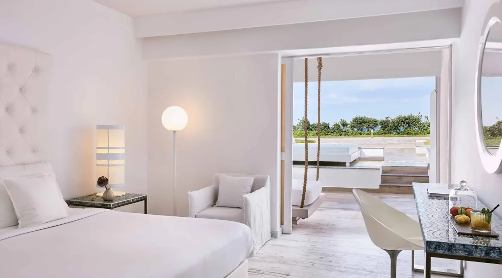 Prestige Guestroom Sea View with Garden at Grecotel LuxMe White