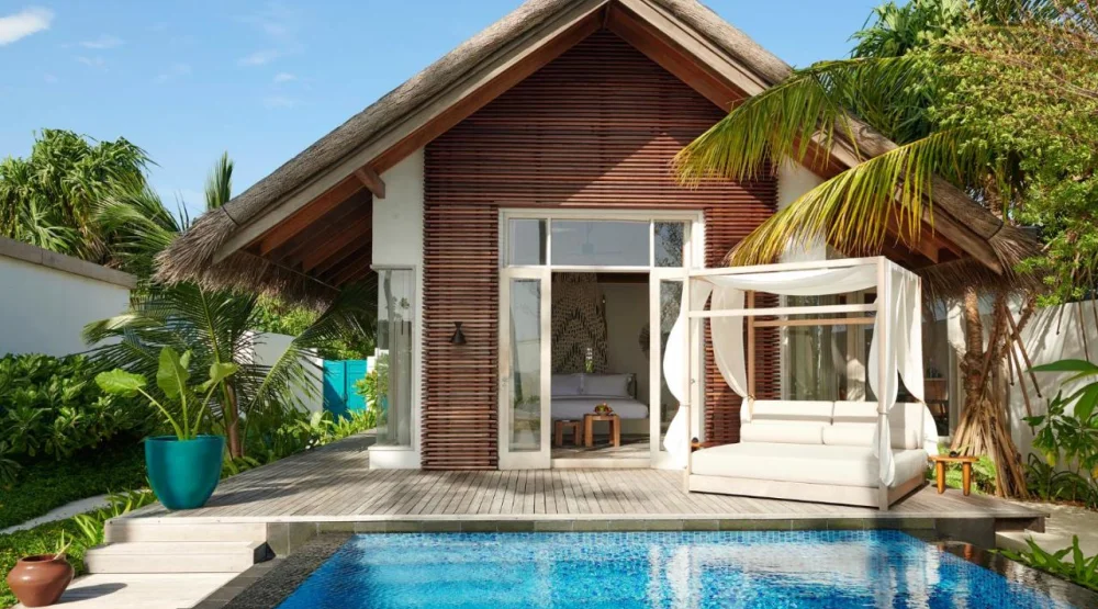 Sunset Deluxe Beach Villa with Pool at Sirru Fen Fushi Maldives Private Lagoon Resort