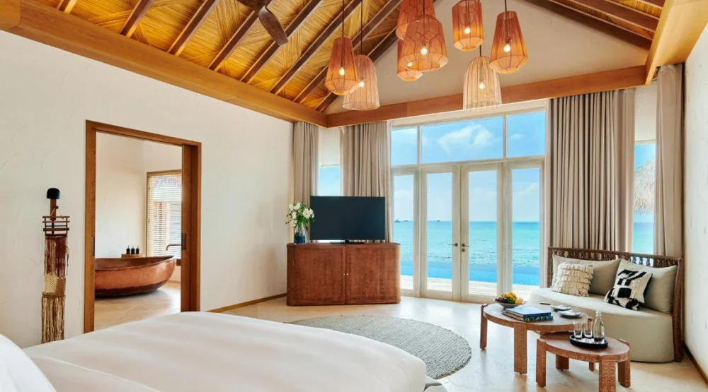 Three Bedroom Sunset Water Villa with Pool at Sirru Fen Fushi Maldives Private Lagoon Resort