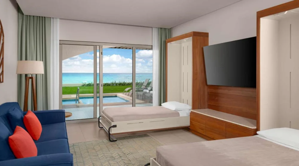 Enclave Beachfront King Room with Two Murphy Beds at Hilton Cancun Mar Caribe All-Inclusive Resort