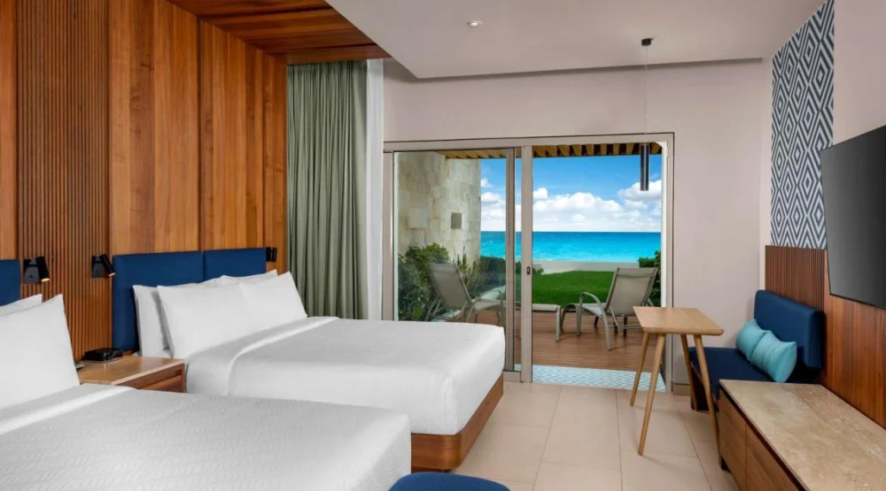 Enclave Beachfront Queen Room with Two Queen Beds - Ground Floor at Hilton Cancun Mar Caribe All-Inclusive Resort