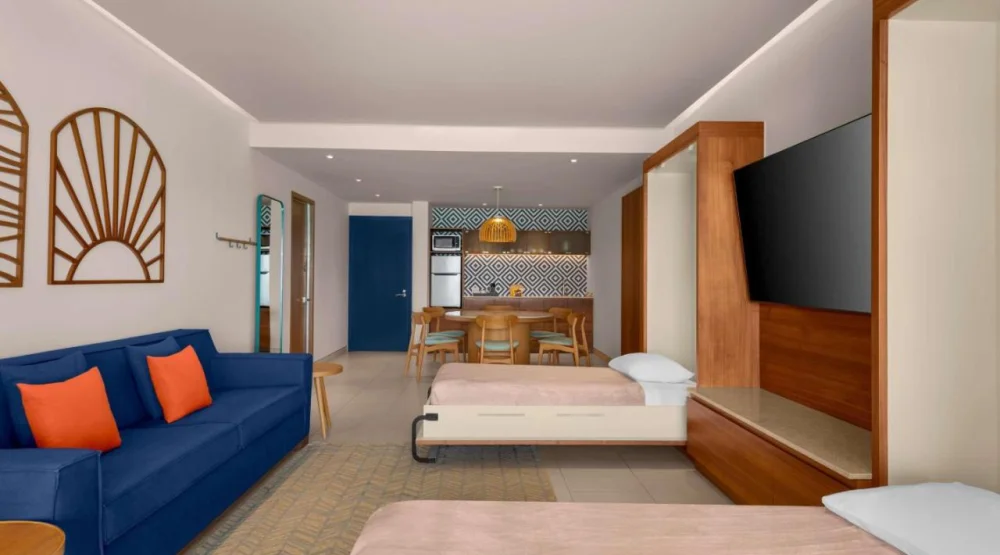 Enclave Beach Front Two Bedroom Suite with Whirlpool - One King Bed - Two Murphy Beds Or Two Queen Beds at Hilton Cancun Mar Caribe All-Inclusive Resort