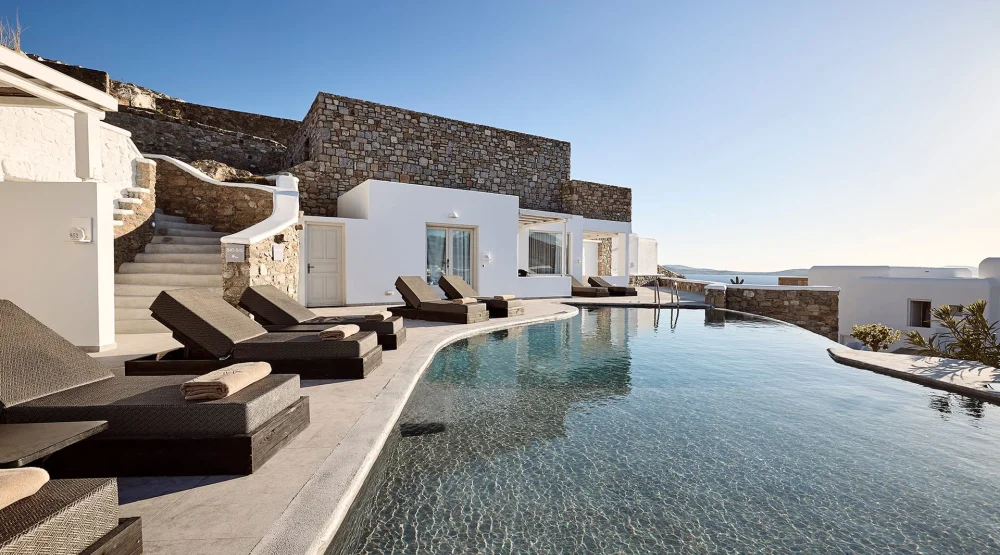Elegant Suite with Heated Sharing Pool (4 Adults) at Amazon Mykonos Resort & Spa