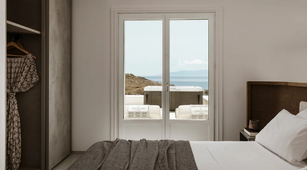 Junior Seaview Jacuzzi Suite at Casa Del Mar Mykonos Seaside Resort