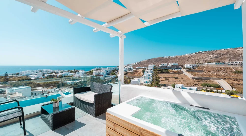 Superior Double Jetted Tub Sea View at Mr & Mrs White Mykonos