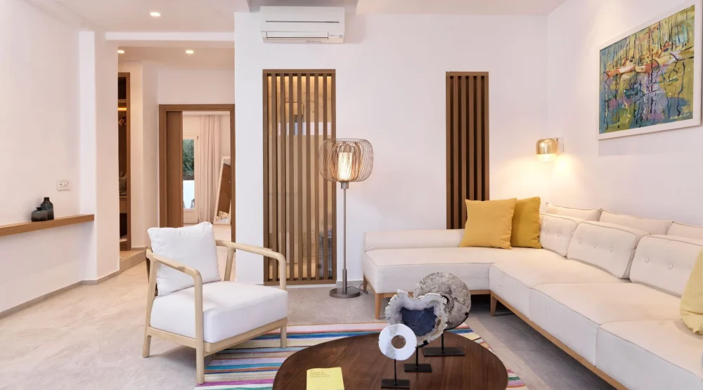 Cyclades Two Room Suite with Sea View Outdoor Jacuzzi & Private Pool at Myconian Korali Relais & Chateaux Hotel