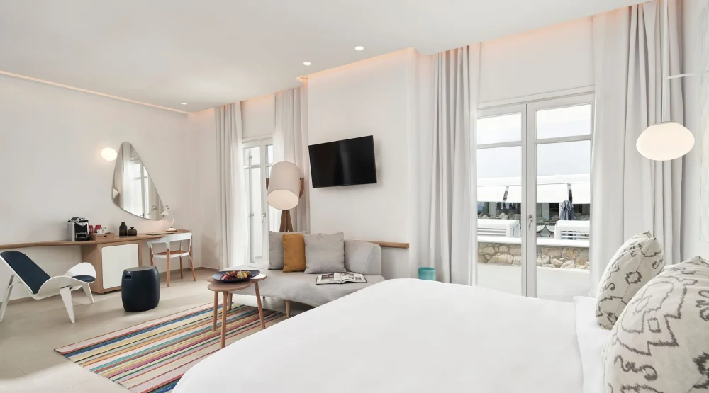 Sunrise Junior Suite with Side Sea View at Myconian Kyma Design Hotel