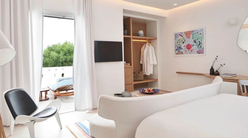 Paragon Junior Suite with Land View & Outdoor Jacuzzi at Myconian Kyma Design Hotel
