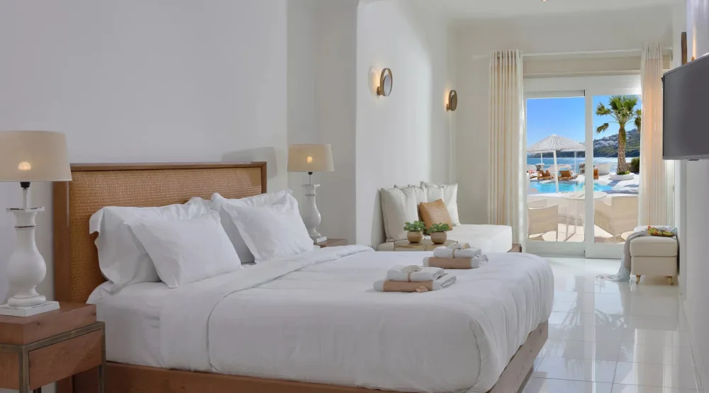 Sunshine Junior Suite Sea View Outdoor Jacuzzi at Nissaki Boutique Hotel