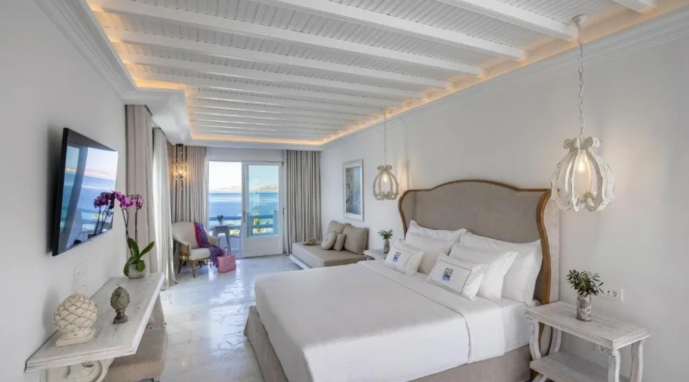 Signature Aegean Room with Outdoor Jetted Tub & Sea View at Saint John Hotel Villas & Spa