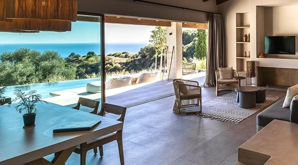 Eliamos Sea View Three Bedroom Villa with Outdoor Private Pool at Eliamos