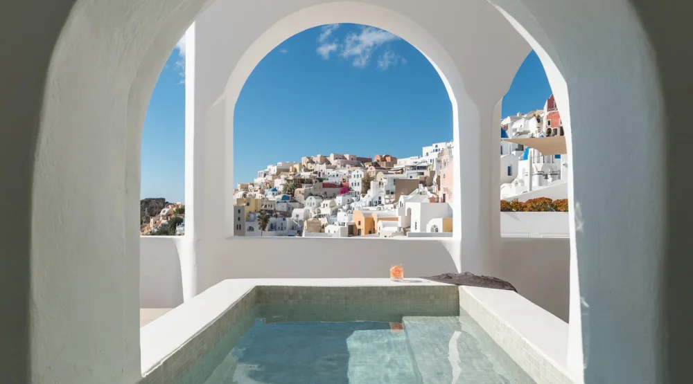 Cave Pool Suites with Private Cave Pool | Volcano & Caldera and Sea View at Aspaki Exclusive Hotel