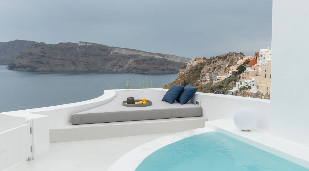 Two Bedroom Suite with Private Outdoor Pool | Volcano & Caldera View at Aspaki Exclusive Hotel