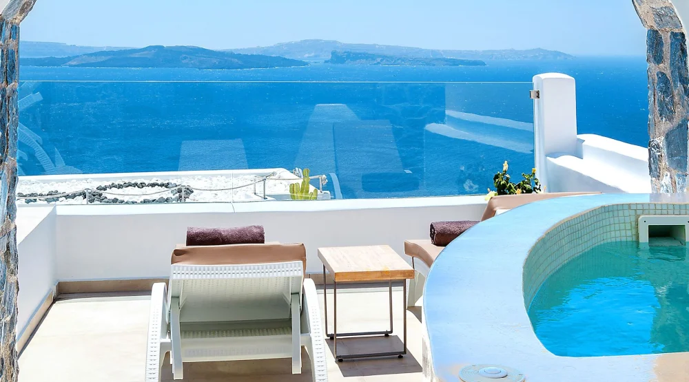 Prestige Suite  with Outdoor Hot Tub & Caldera View at Santorini Secret Premium
