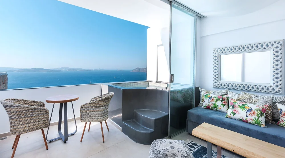 Maisonette with Outdoor Hot Tub & Caldera View at Santorini Secret Premium