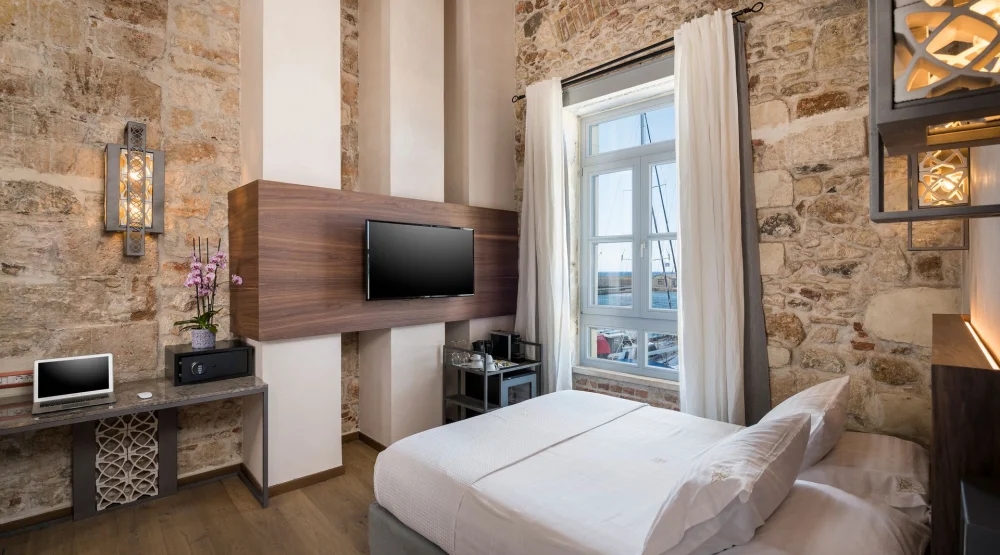 Classic Double Room with Sea View [brick] at Ambassadors Residence Boutique Hotel Chania