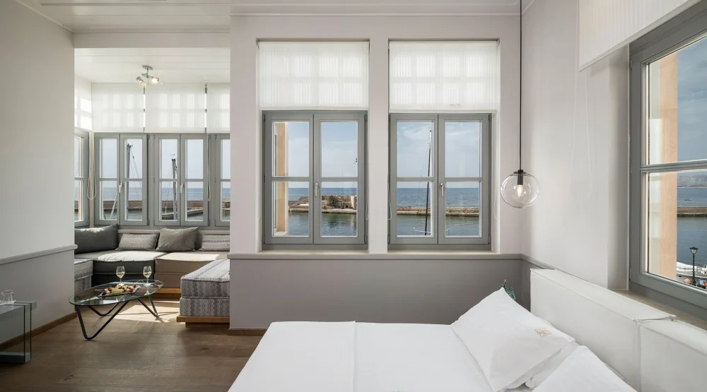 Deluxe Junior Suite with Front Sea View [glass] at Ambassadors Residence Boutique Hotel Chania