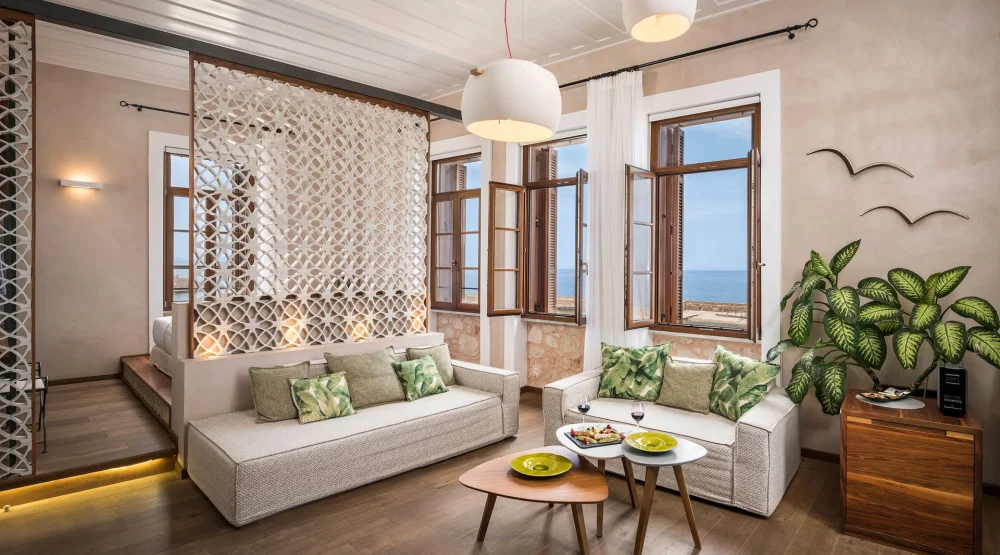 Honeymoon Sea View Suite with Spa Bath & Private Roof Garden [ceramic] at Ambassadors Residence Boutique Hotel Chania