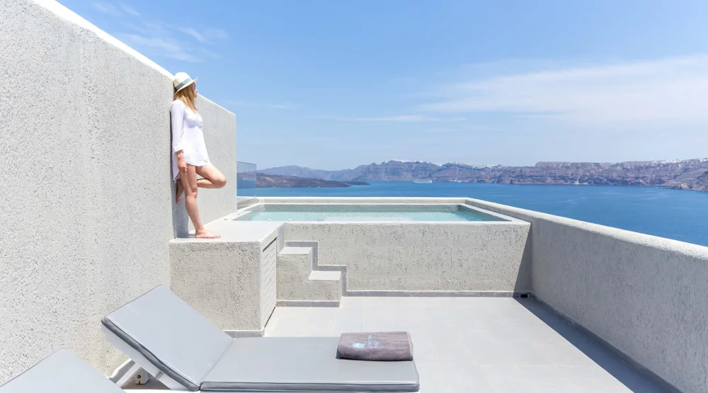 Loft Suite Caldera View with Plunge Pool at Acroterra Rosa Santorini