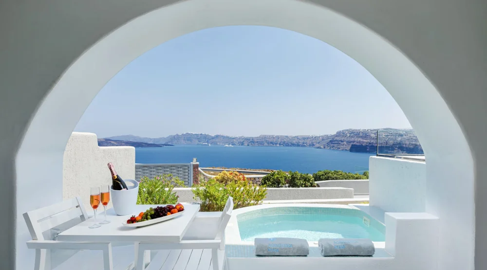 Two Bedroom Suite with Caldera View & Hot Tub at Acroterra Rosa Santorini