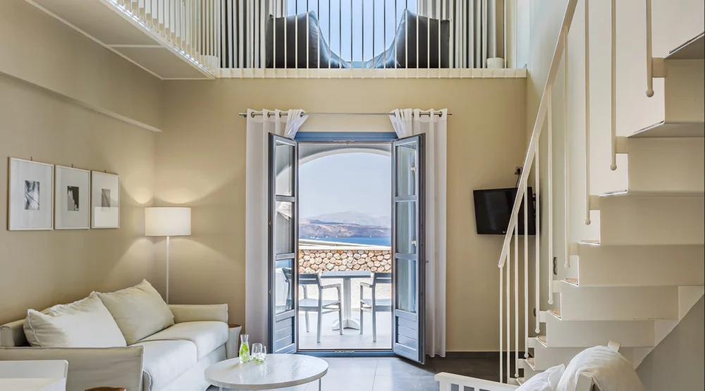 Loft Suite Caldera View with Hot Tub at Acroterra Rosa Santorini