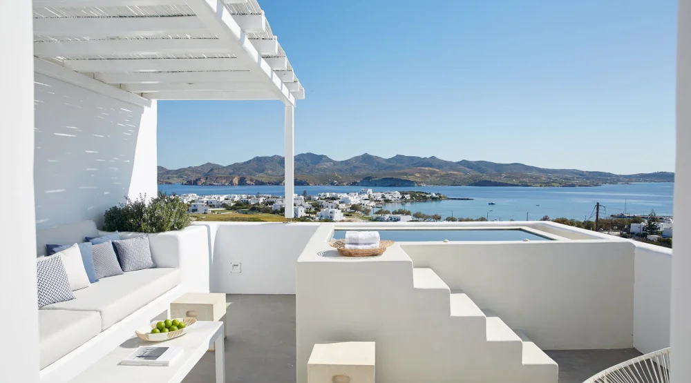 Honeymoon Suite with Outdoor Plunge Pool &  Panoramic Sea View at Milos Breeze Boutique Hotel