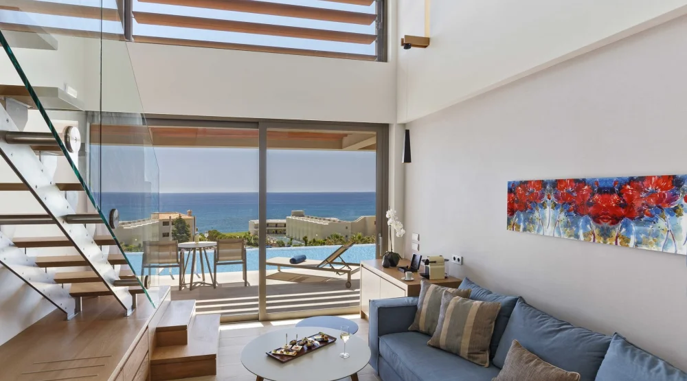 Deluxe Duplex Suite Swim Up Sea View | Red Carpet Services at Atlantica Imperial Residences