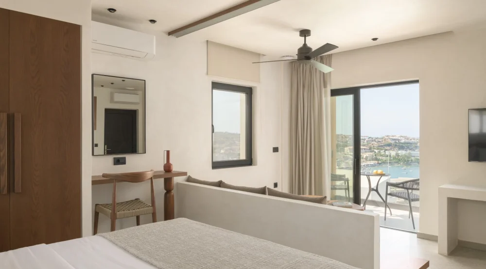 Superior One Bedroom Apt with Sliding Door Sea View at Irida Hotel