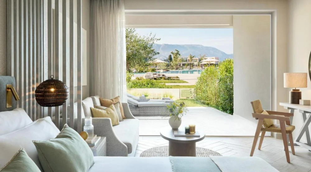 Junior Bungalow Suite Private Garden Pool View at Ikos Odisia