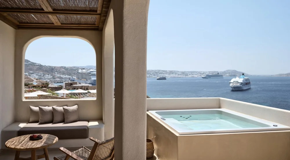 Omeon Signature Suite Sea View with Private Hot Tub at Domes Noruz Mykonos