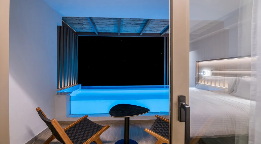 Dazzling Blue Sea View Heated Plunge Pool at AKASHA Beach Hotel & Spa