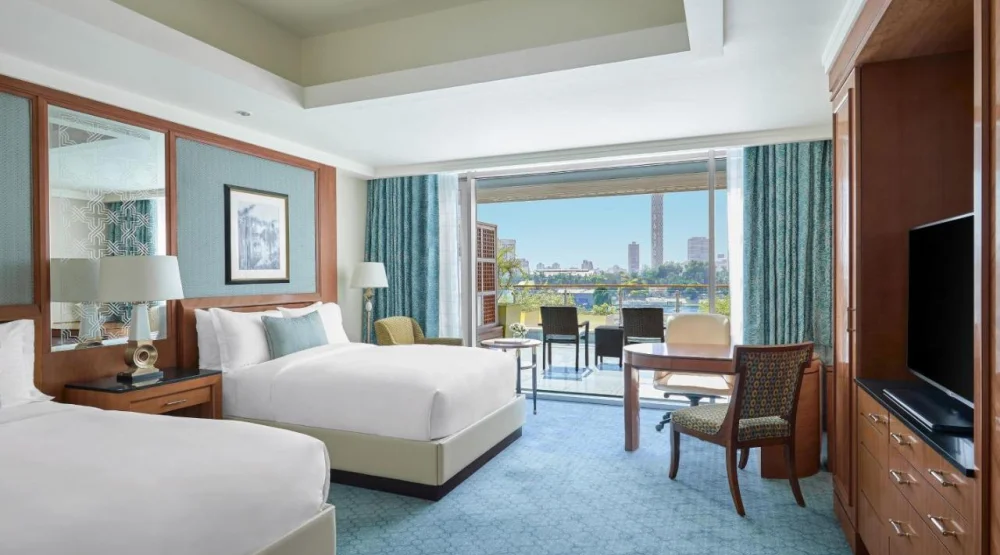 Deluxe Room, Two Doubles, Nile View, Terrace at The Nile Ritz-Carlton Cairo