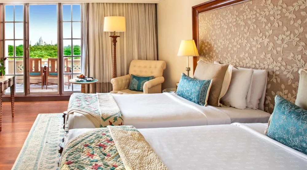 Premier Room with Balcony and Taj Mahal View (twin) at The Oberoi Amarvilas