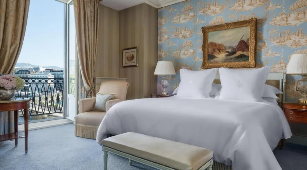 Leman Suite King Bed at Four Seasons Hotel des Bergues Geneva
