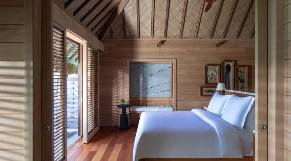 One Bedroom Lagoon View Over Water Bungalow Suite King Bed at Four Seasons Resort Bora Bora