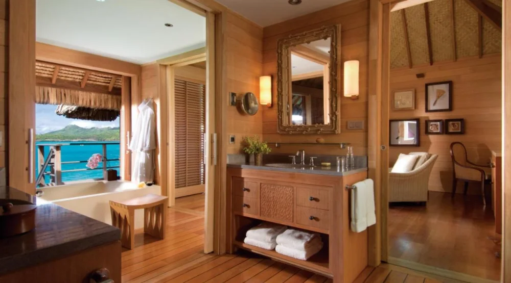 One Bedroom Premier Mountain View Overwater Bungalow Suite King at Four Seasons Resort Bora Bora