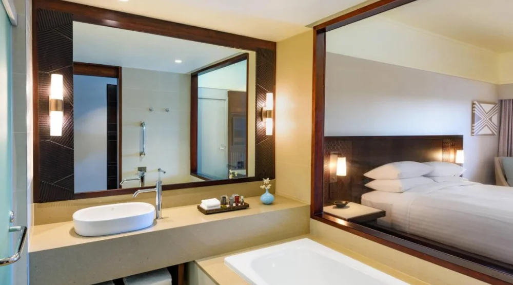 Guest Room, Two Doubles, Lagoon View at Fiji Marriott Resort Momi Bay