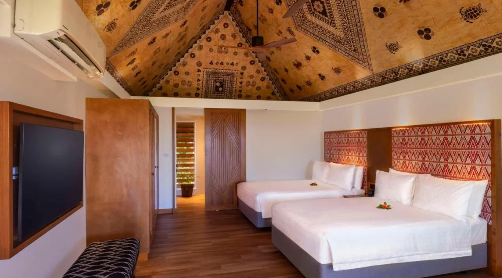 Ocean Breeze Bure Two Double Beds at Outrigger Fiji Beach Resort