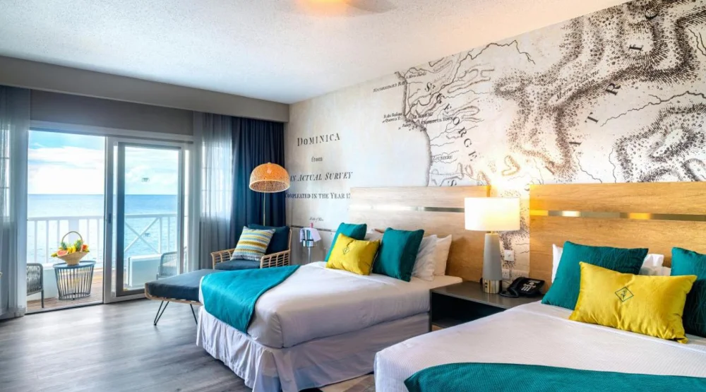 Oceanfront Two Doubles at Fort Young Hotel & Dive Resort