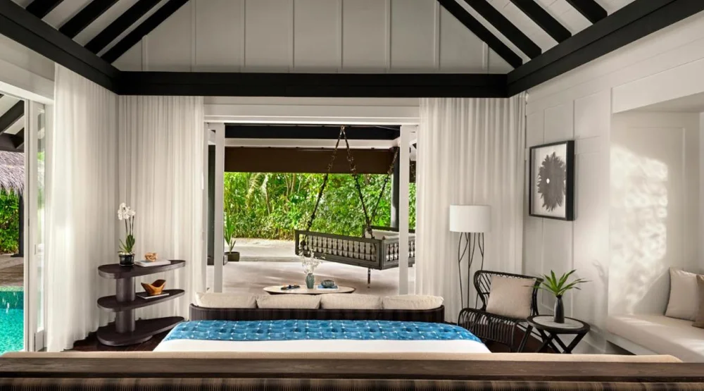 Beach House with Pool at Naladhu Private Island