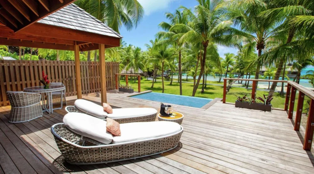 Villa with Pool and Tropical Beach View at Conrad Bora Bora Nui