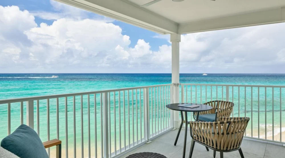 High Floor, Oceanfront, One King Room with Sofa Bed and Terrace at Buoy Haus Beach Resort St. Thomas