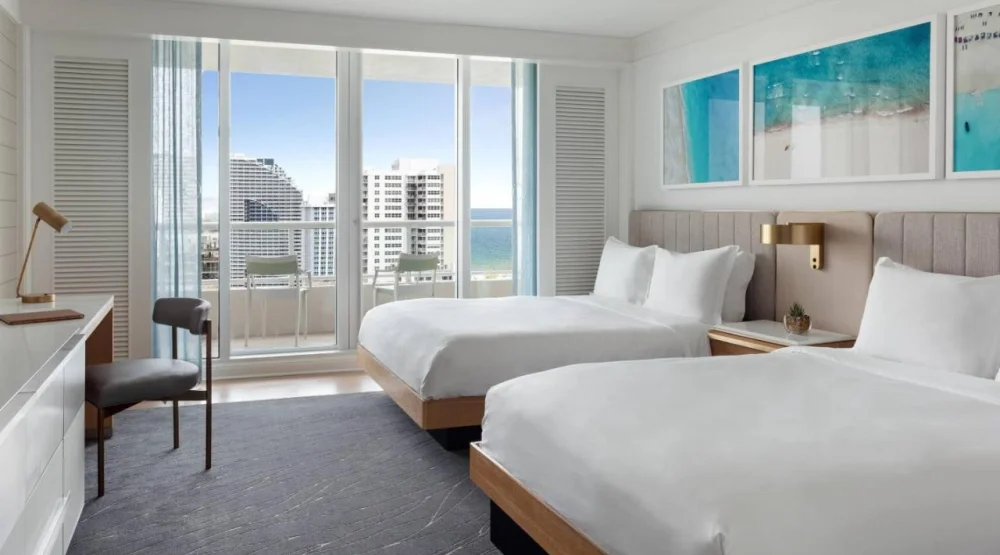 Guest Room with Two Double Beds and Balcony - Partial Ocean View at The Ritz-Carlton Fort Lauderdale