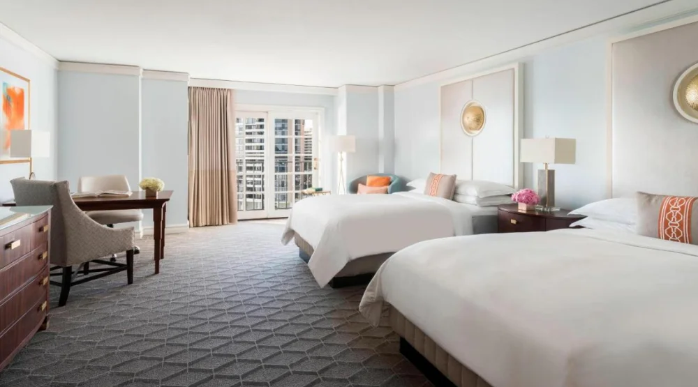 Large Room with Two Double Beds and Partial Water View at The Ritz-Carlton Marina Del Rey
