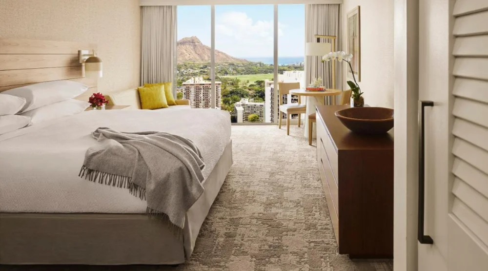 Diamond Head Ocean View One King Bath Grab Bars at Alohilani Resort Waikiki Beach