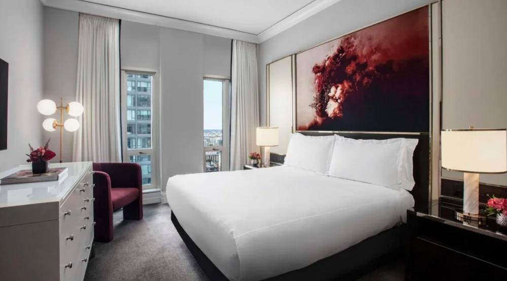 Corner One Bedroom Corner Terrace Suite with Fireplace at Waldorf Astoria Chicago