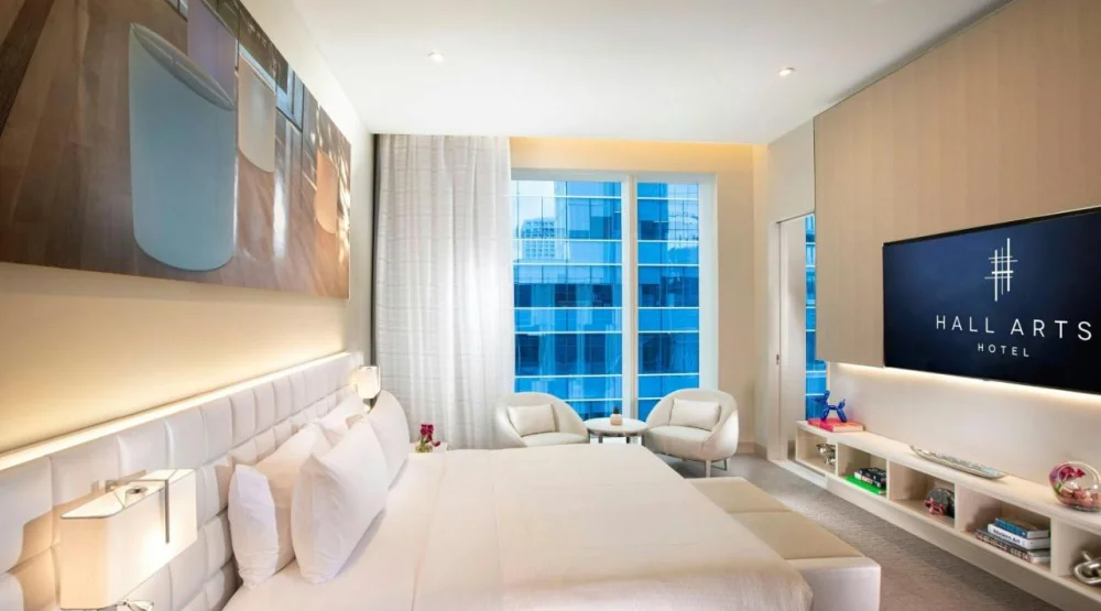 One Bedroom Arts Suite with King Bed and City View at HALL Arts Hotel Dallas Curio Collection by Hilton