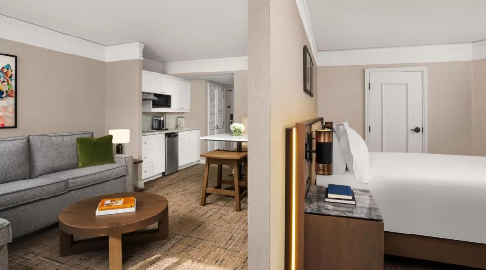 Luxury Junior Suite with One Queen Bed and Kitchenette - View Of The Village - Newly Renovated at Fairmont Tremblant