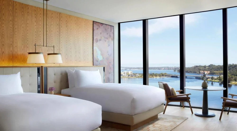 Swan River View, Premium Guest Room, Two Double Beds at The Ritz-Carlton Perth