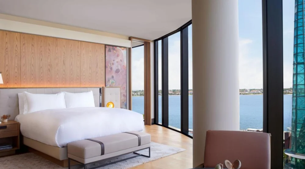 Swan River View, Corner Studio, One King Bed at The Ritz-Carlton Perth